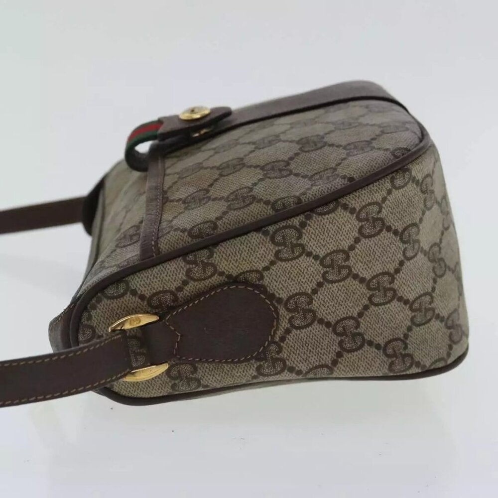 GUCCI GG Supreme Web Sherry Line Shoulder Bag PVC Beige - Picture 4 of 16